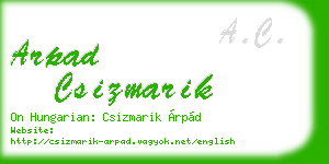 arpad csizmarik business card